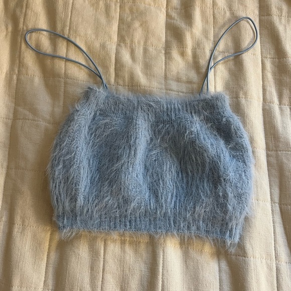 Zara Tops - Blue fuzzy crop top from Zara in great condition